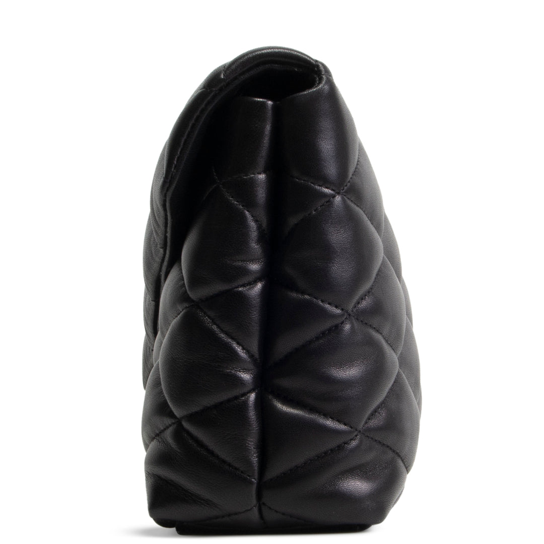 SAINT LAURENT Large Lambskin Quilted Sade Envelope Clutch - Black