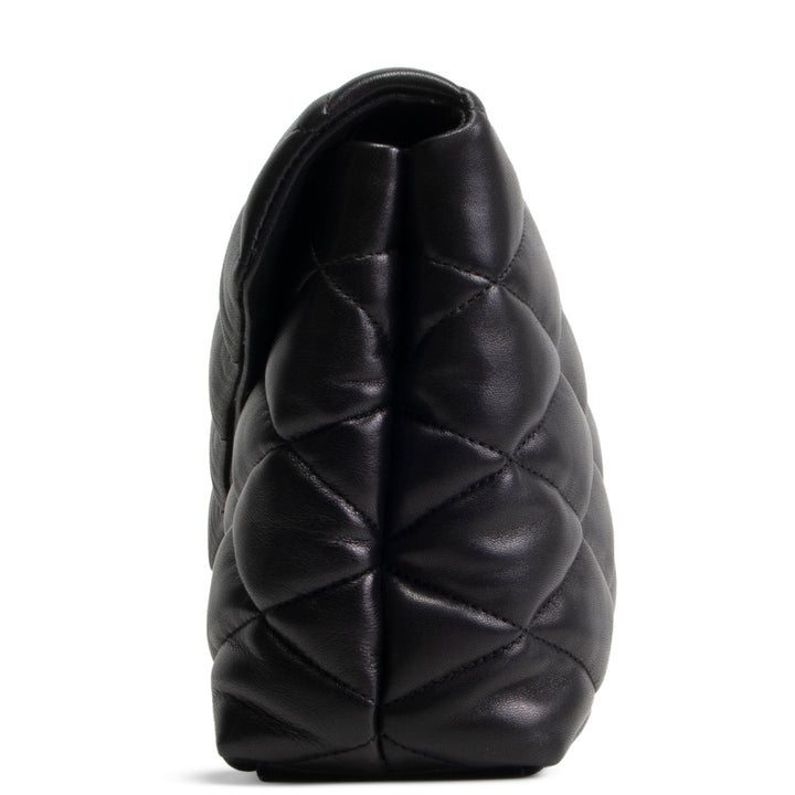 SAINT LAURENT Large Lambskin Quilted Sade Envelope Clutch - Black