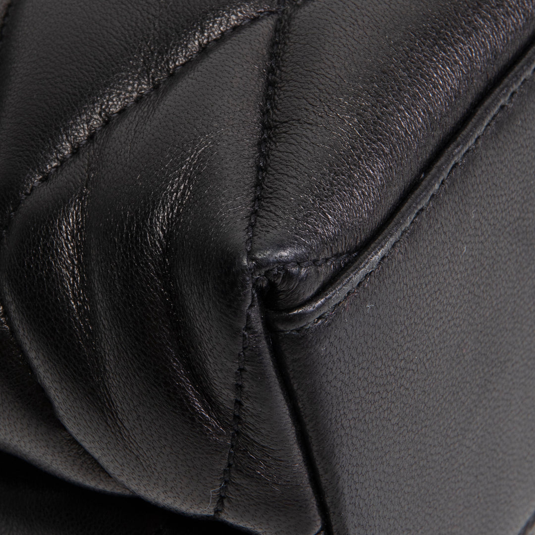 SAINT LAURENT Large Lambskin Quilted Sade Envelope Clutch - Black