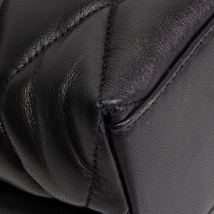 SAINT LAURENT Large Lambskin Quilted Sade Envelope Clutch - Black