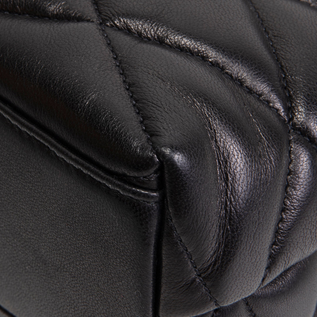 SAINT LAURENT Large Lambskin Quilted Sade Envelope Clutch - Black