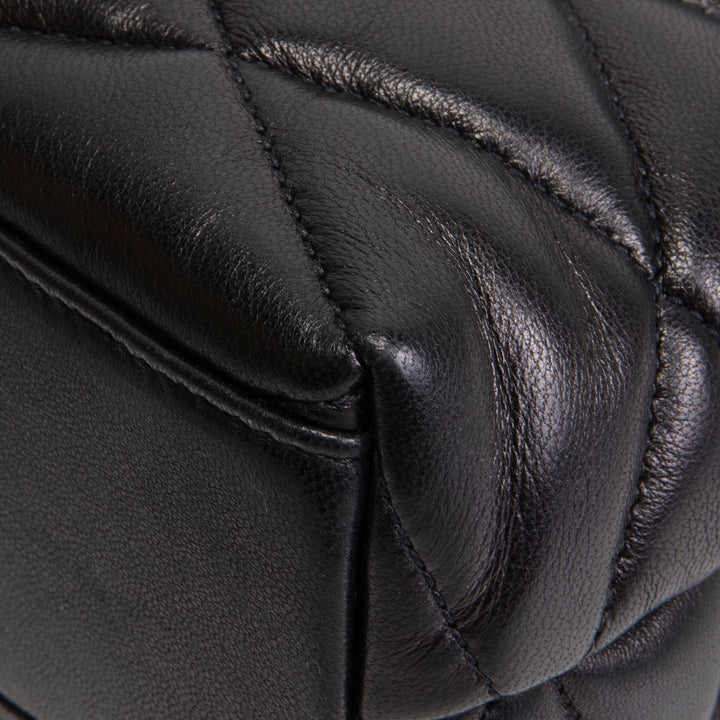 SAINT LAURENT Large Lambskin Quilted Sade Envelope Clutch - Black