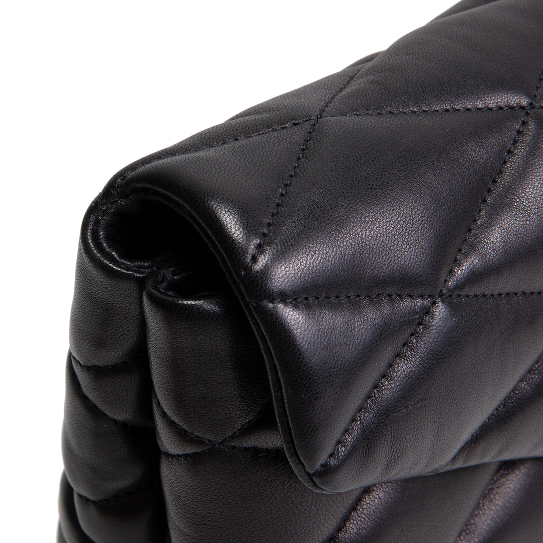 SAINT LAURENT Large Lambskin Quilted Sade Envelope Clutch - Black