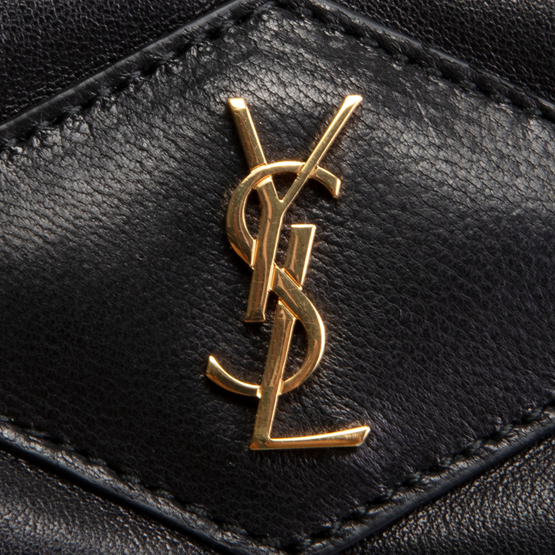 SAINT LAURENT Large Lambskin Quilted Sade Envelope Clutch - Black