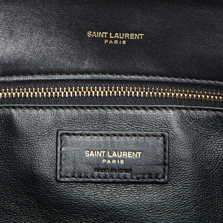 SAINT LAURENT Large Lambskin Quilted Sade Envelope Clutch - Black
