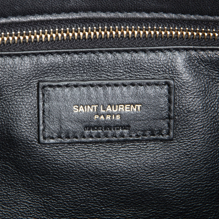 SAINT LAURENT Large Lambskin Quilted Sade Envelope Clutch - Black