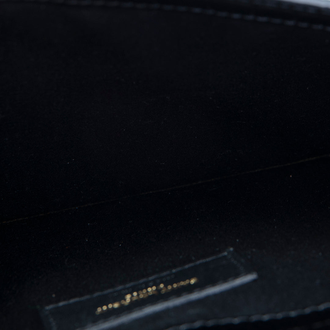 SAINT LAURENT Croc Embossed Uptown Pouch - Black