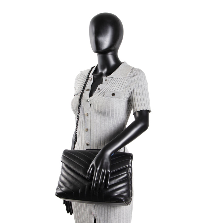 SAINT LAURENT Medium LouLou Shoulder Bag - Black