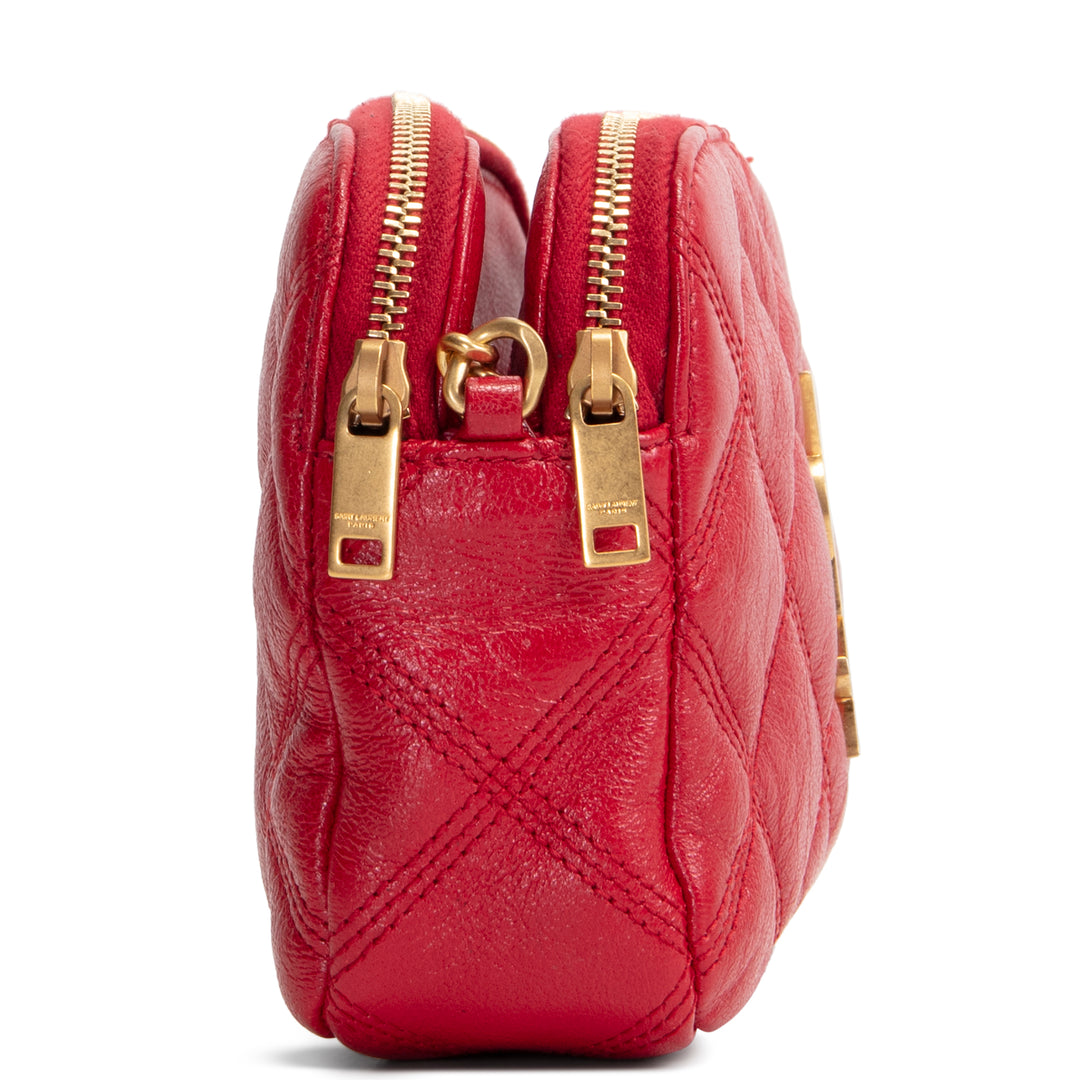 SAINT LAURENT Becky Double Zip Pouch On Chain Mini - Red