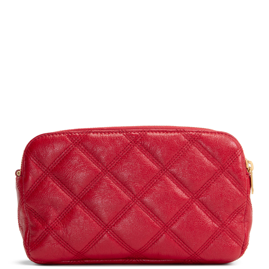 SAINT LAURENT Becky Double Zip Pouch On Chain Mini - Red