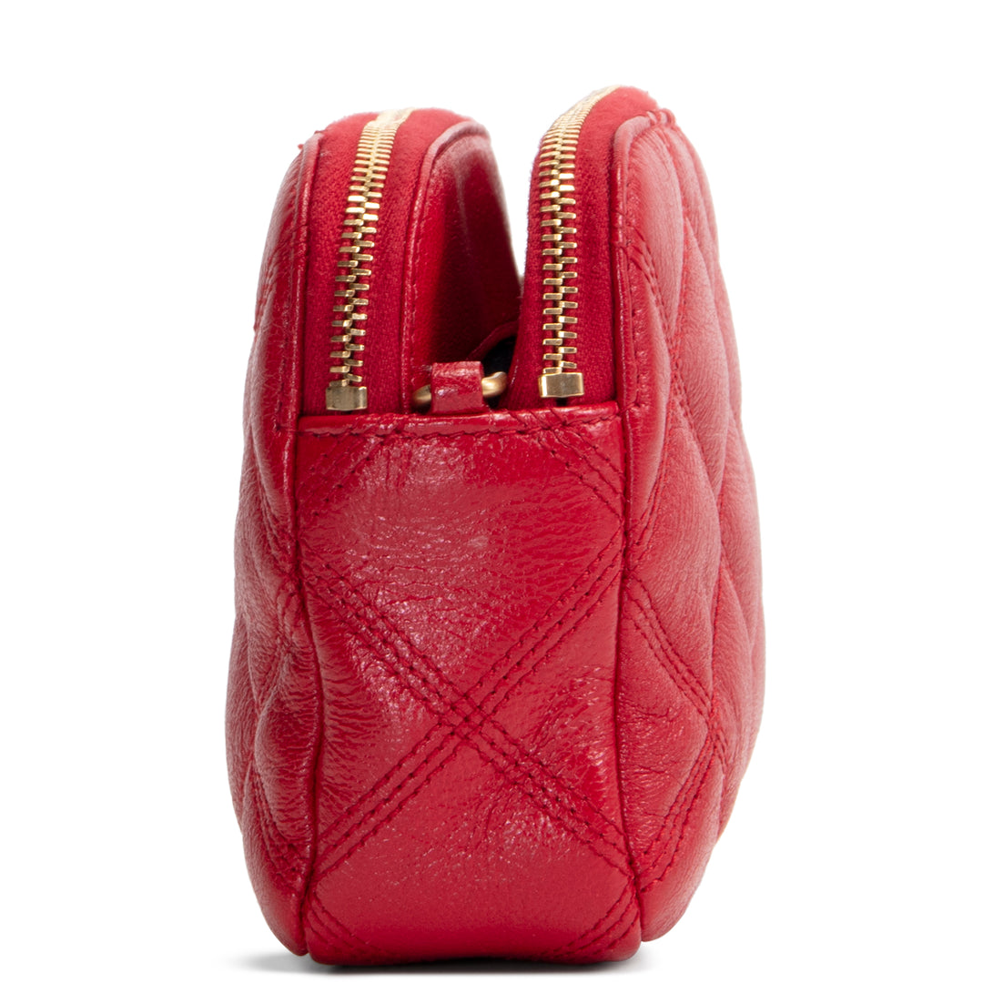 SAINT LAURENT Becky Double Zip Pouch On Chain Mini - Red