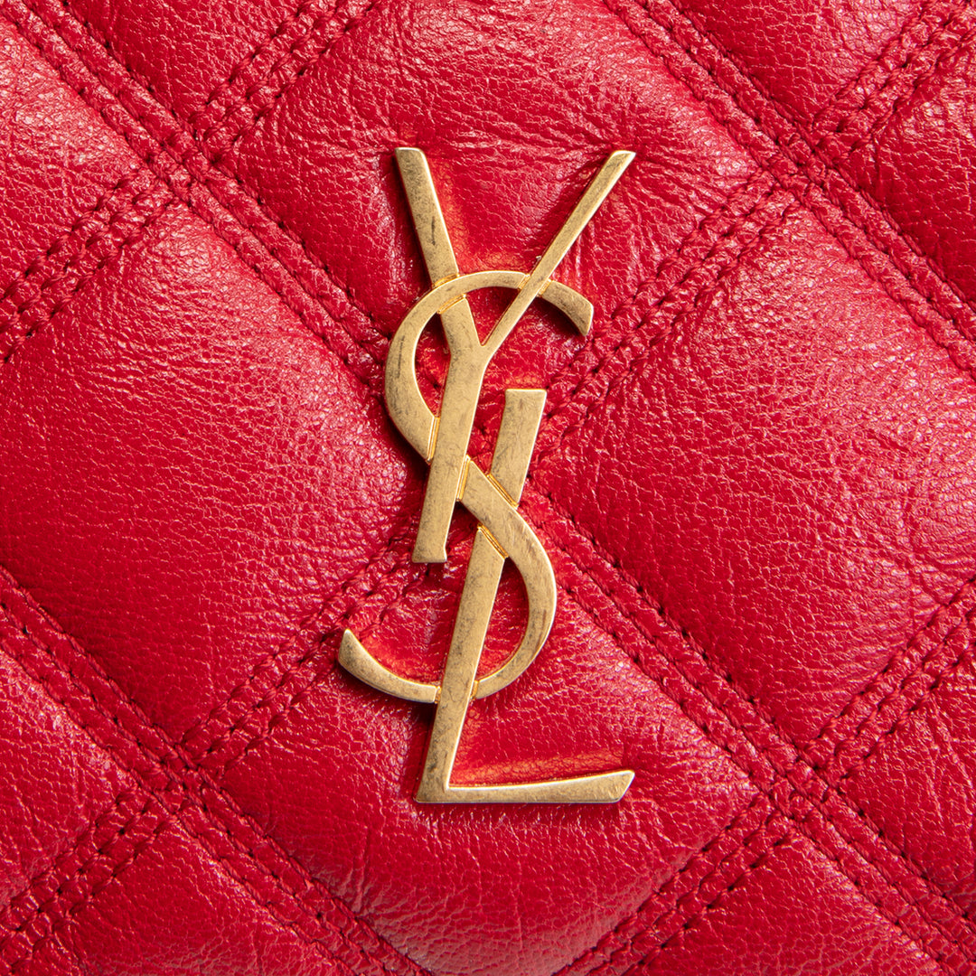 SAINT LAURENT Becky Double Zip Pouch On Chain Mini - Red