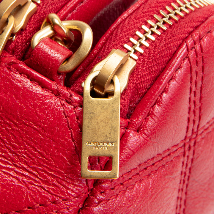 SAINT LAURENT Becky Double Zip Pouch On Chain Mini - Red