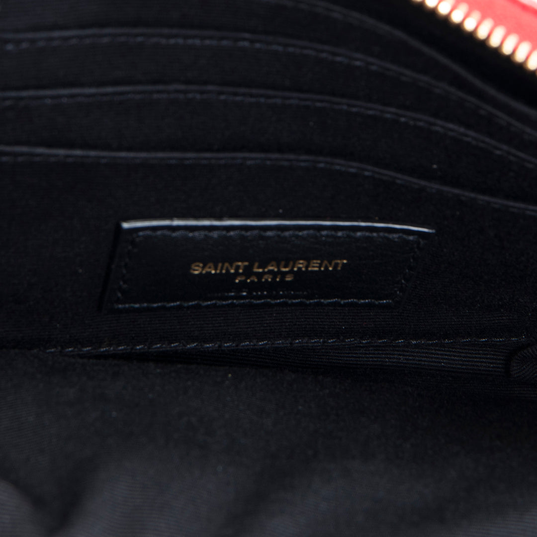 SAINT LAURENT Becky Double Zip Pouch On Chain Mini - Red