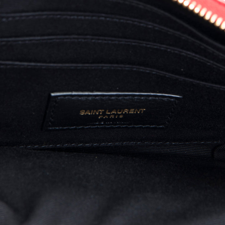 SAINT LAURENT Becky Double Zip Pouch On Chain Mini - Red
