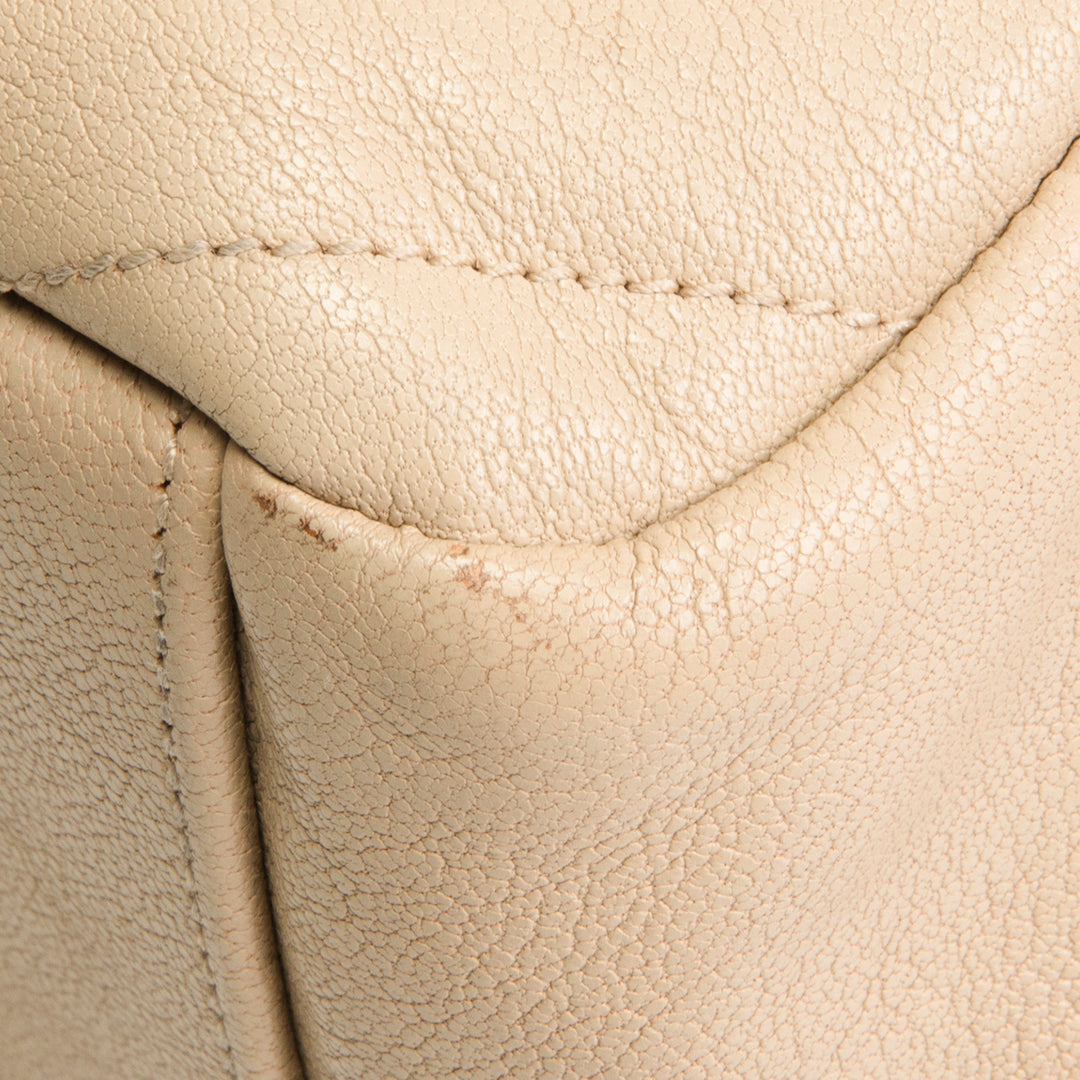 SAINT LAURENT Matelasse Chevron Monogram Large College Satchel - Beige