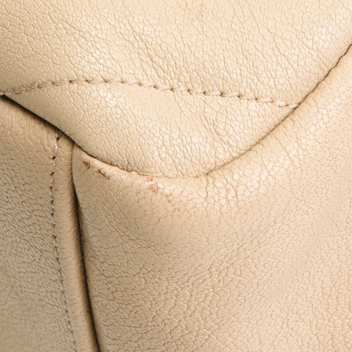 SAINT LAURENT Matelasse Chevron Monogram Large College Satchel - Beige