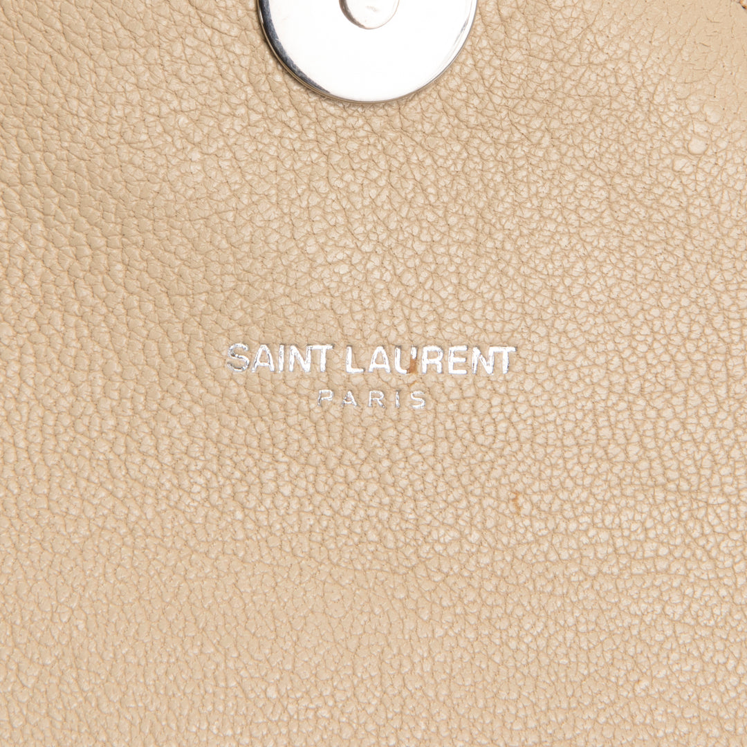 SAINT LAURENT Matelasse Chevron Monogram Large College Satchel - Beige