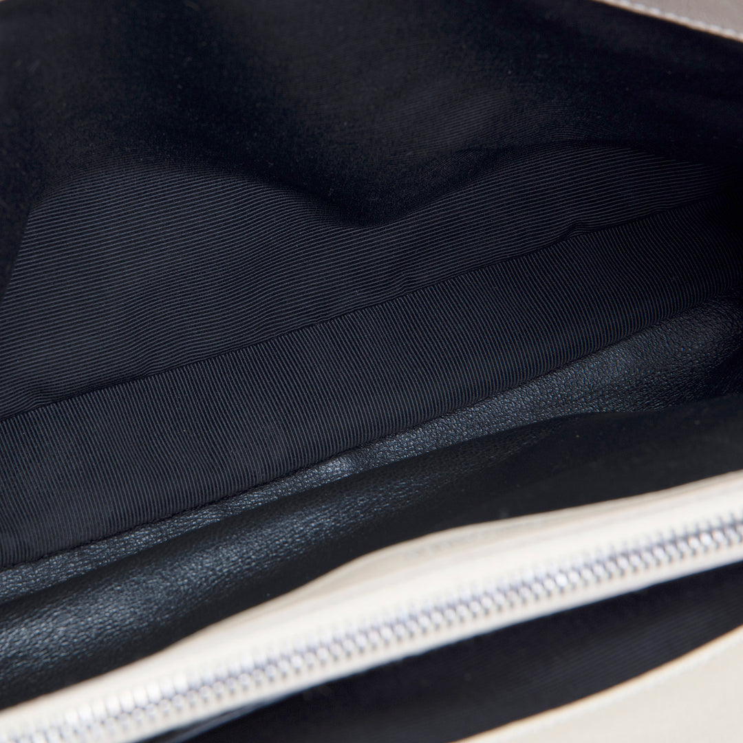 SAINT LAURENT Matelasse Chevron Monogram Large College Satchel - Beige