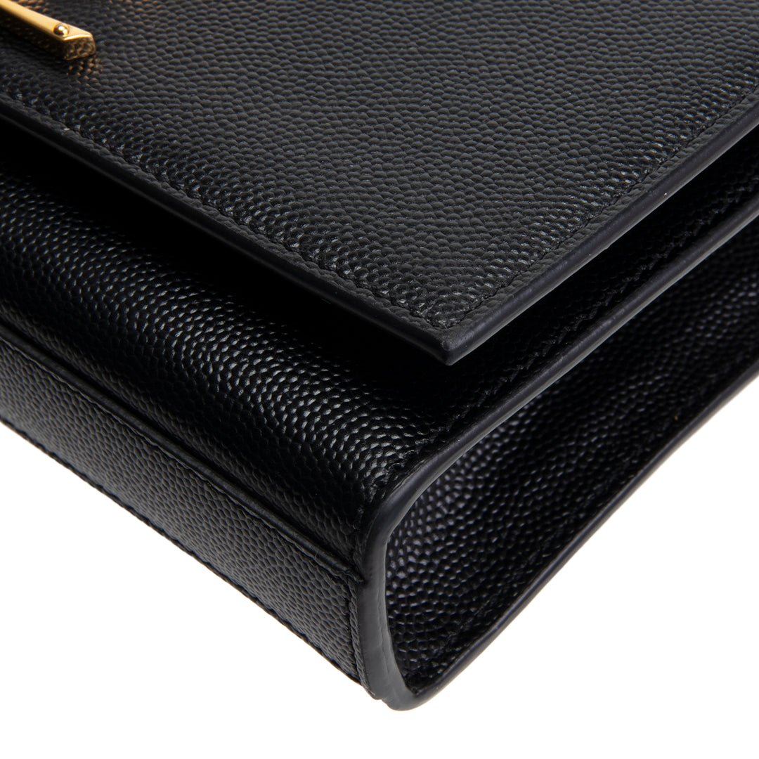 SAINT LAURENT Grain de Poudre Small Kate Shoulder Bag - Black