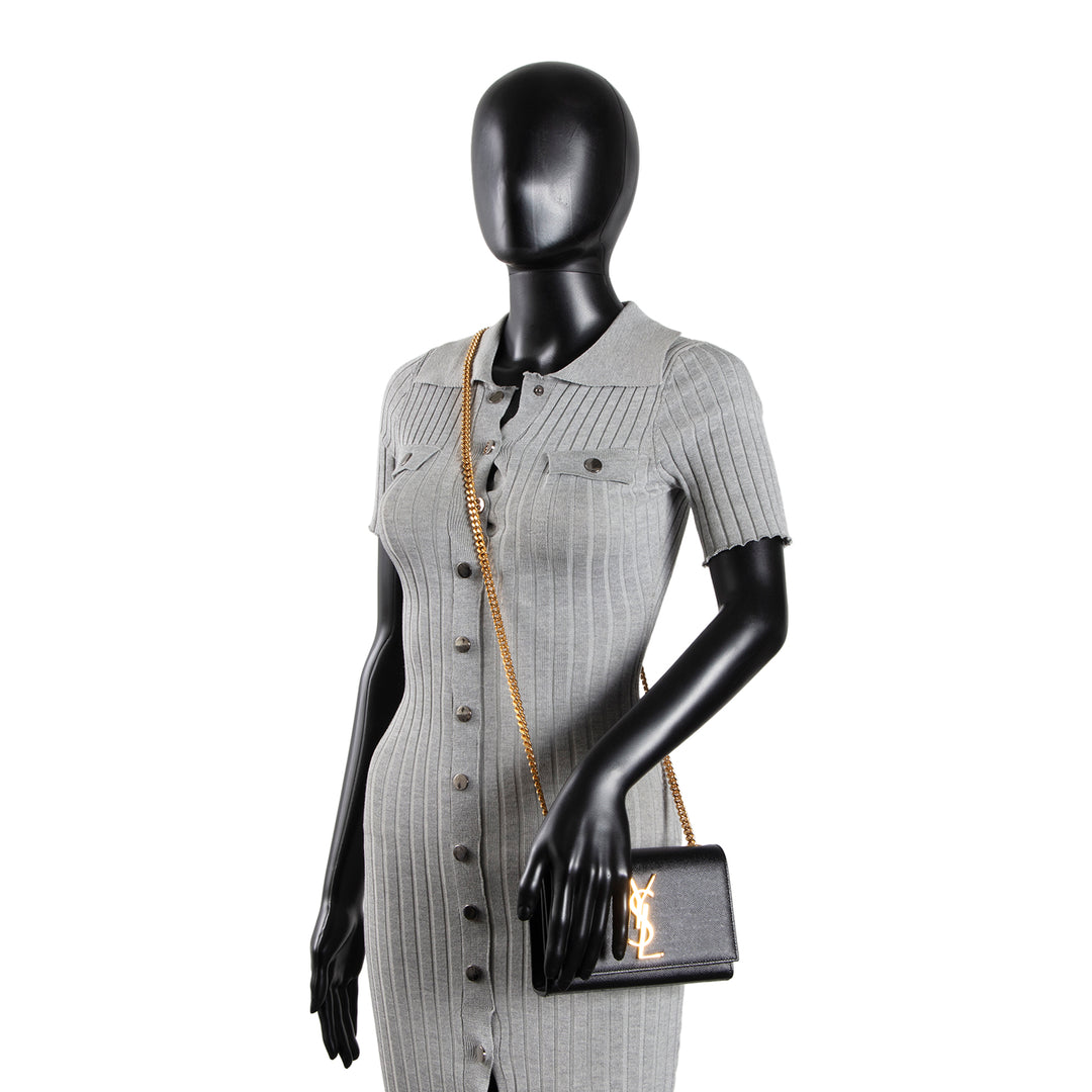 SAINT LAURENT Grain de Poudre Small Kate Shoulder Bag - Black