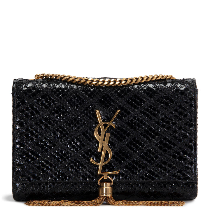 SAINT LAURENT Python Kate Tassel Shoulder Bag - Black
