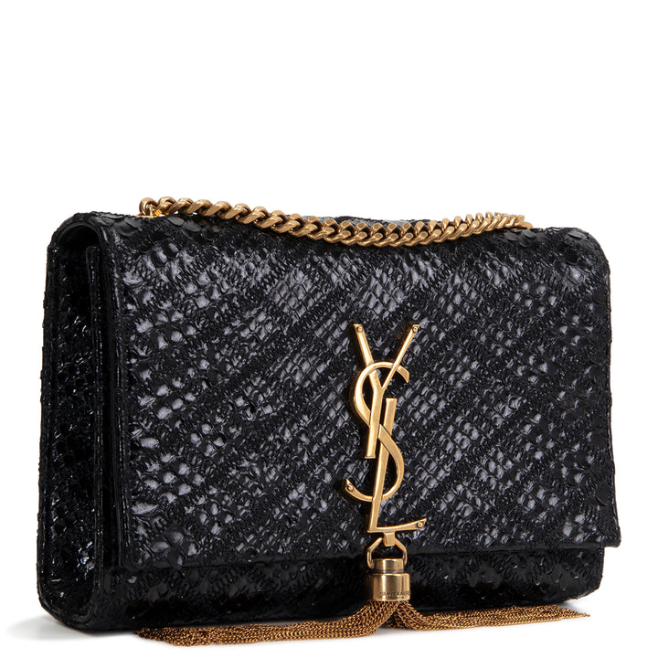 SAINT LAURENT Python Kate Tassel Shoulder Bag - Black