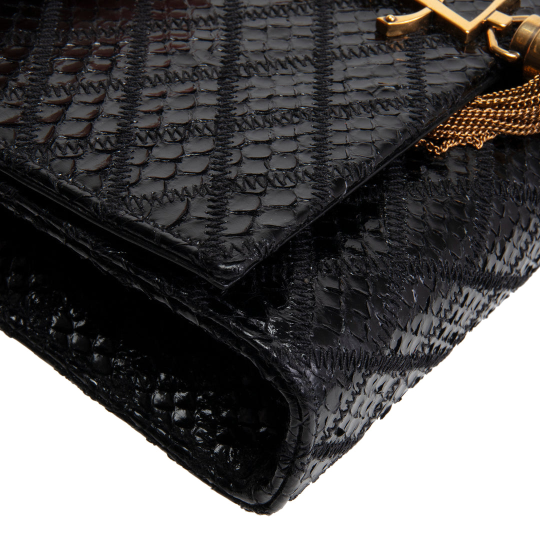 SAINT LAURENT Python Kate Tassel Shoulder Bag - Black