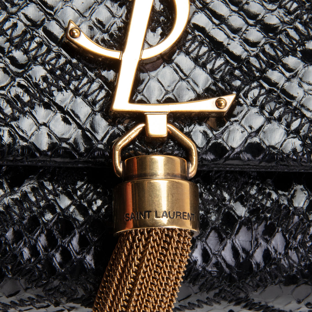 SAINT LAURENT Python Kate Tassel Shoulder Bag - Black