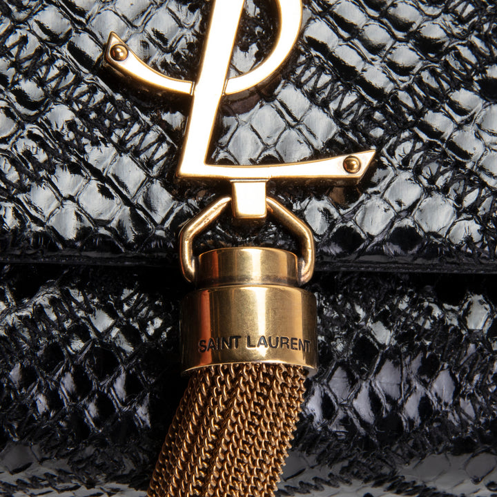 SAINT LAURENT Python Kate Tassel Shoulder Bag - Black