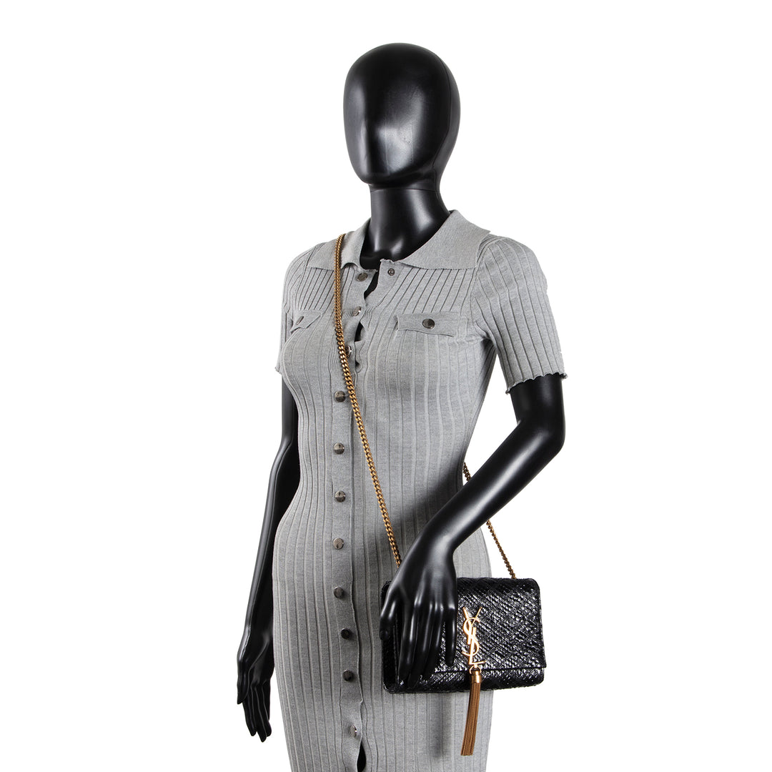 SAINT LAURENT Python Kate Tassel Shoulder Bag - Black