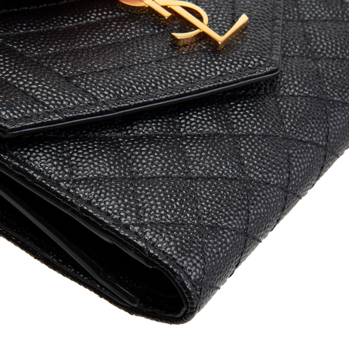 SAINT LAURENT Monogram Envelope Compact Trifold Wallet