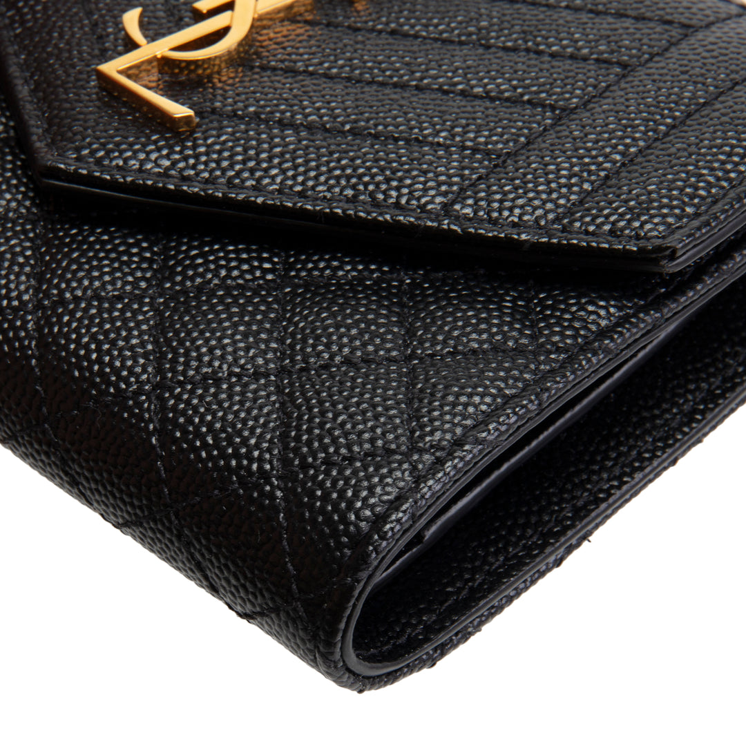 SAINT LAURENT Monogram Envelope Compact Trifold Wallet