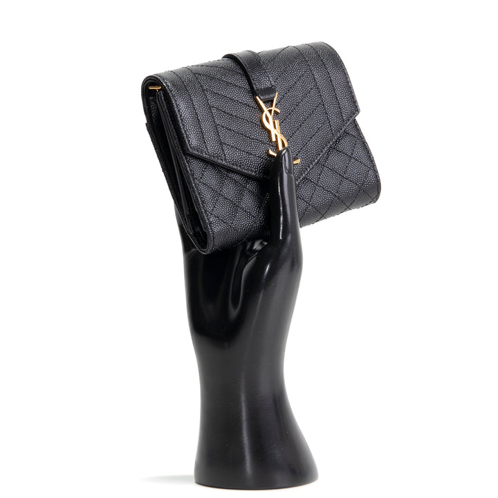 SAINT LAURENT Monogram Envelope Compact Trifold Wallet
