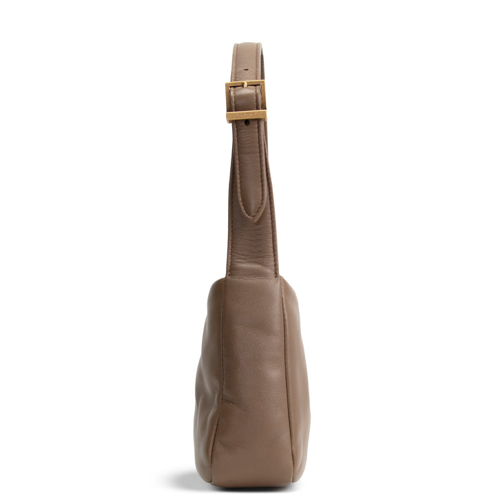 SAINT LAURENT Padded Lambskin Le 5 a 7 Hobo - Dark Peanut (Olive Green)