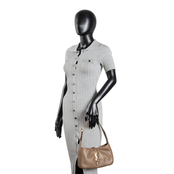 SAINT LAURENT Padded Lambskin Le 5 a 7 Hobo - Dark Peanut (Olive Green)