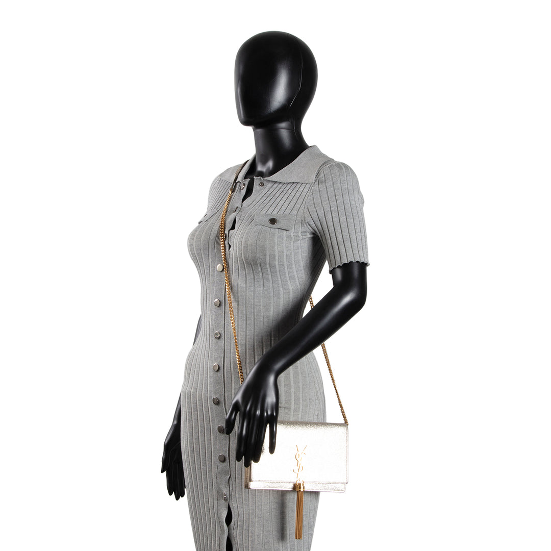 SAINT LAURENT Kate Metallic Leather Shoulder Bag OUTLET FINAL SALE