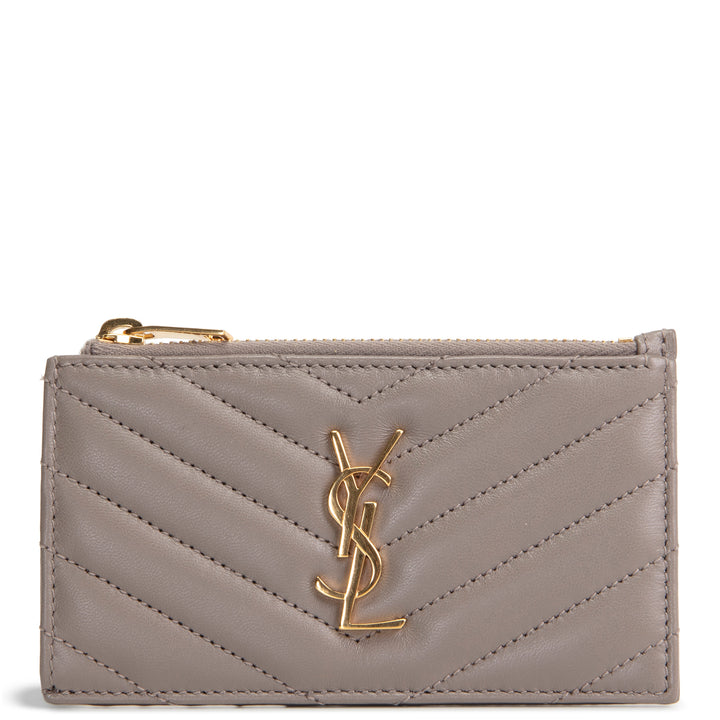 SAINT LAURENT Cassandre Fragment Card Case - Gray