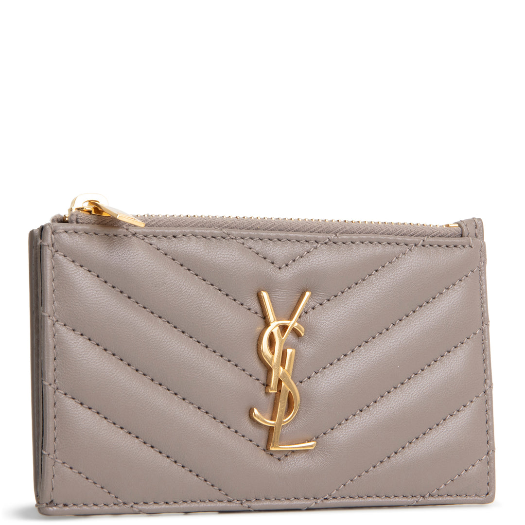 SAINT LAURENT Cassandre Fragment Card Case - Gray