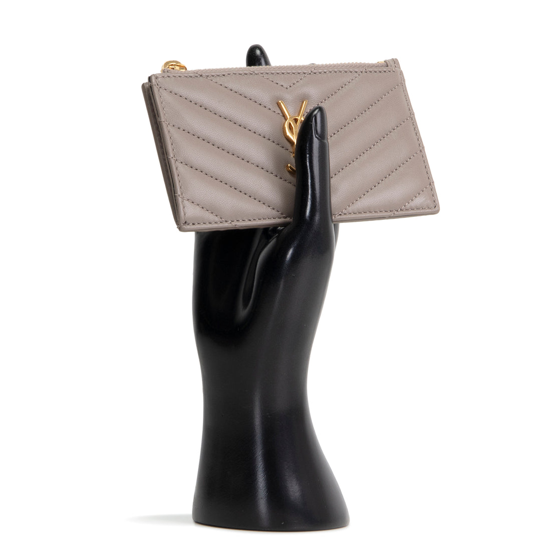 SAINT LAURENT Cassandre Fragment Card Case - Gray