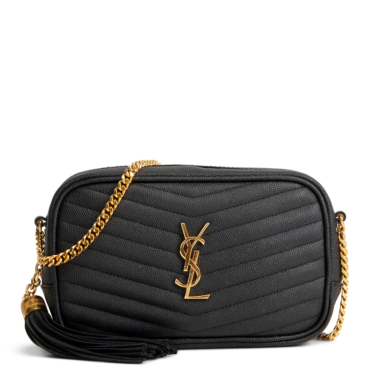 SAINT LAURENT Grain de Poudre Mini Lou Tassel Crossbody - Black