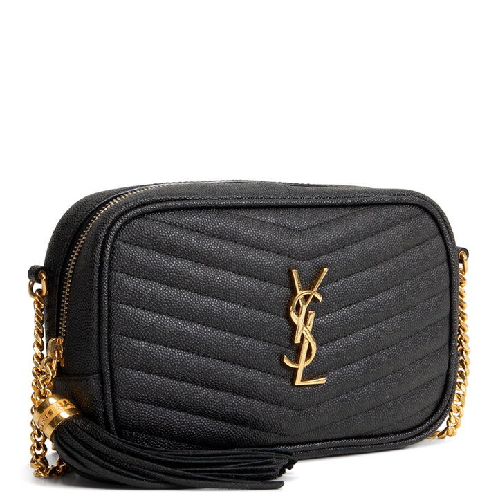 SAINT LAURENT Grain de Poudre Mini Lou Tassel Crossbody - Black