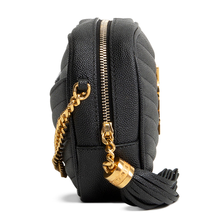 SAINT LAURENT Grain de Poudre Mini Lou Tassel Crossbody - Black