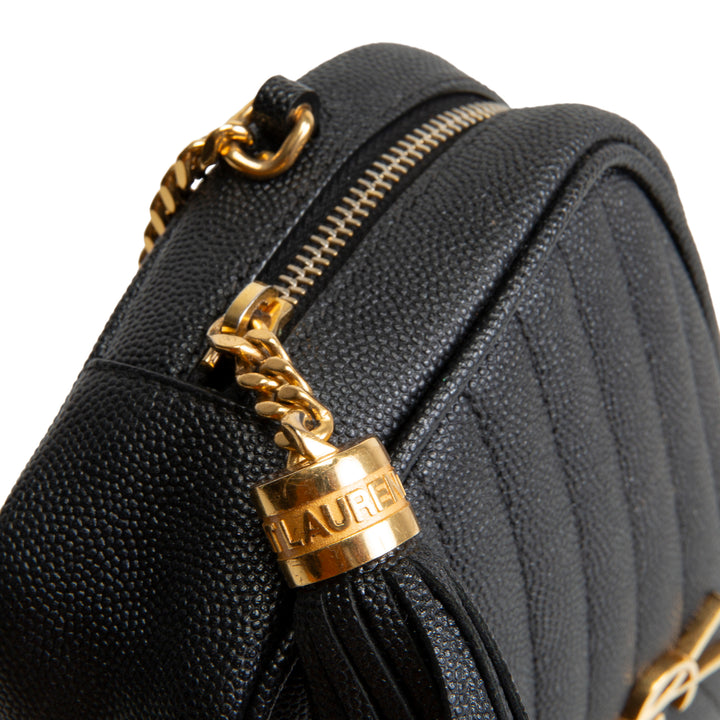 SAINT LAURENT Grain de Poudre Mini Lou Tassel Crossbody - Black