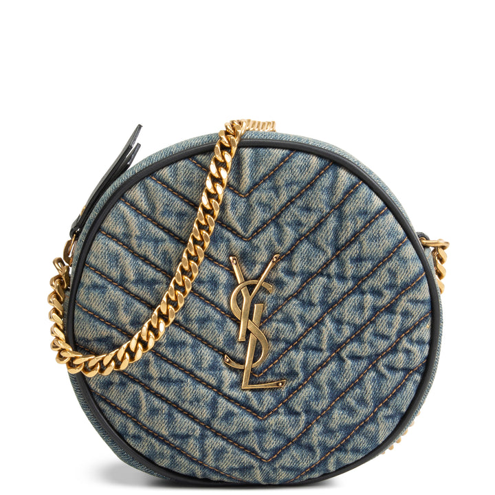 SAINT LAURENT Vinyle Round Crossbody - Quilted Denim