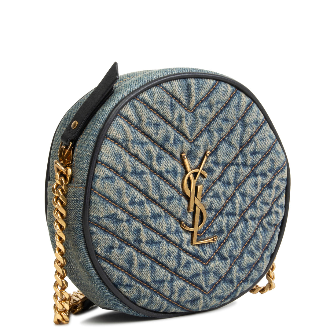 SAINT LAURENT Vinyle Round Crossbody - Quilted Denim