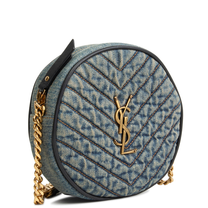 SAINT LAURENT Vinyle Round Crossbody - Quilted Denim