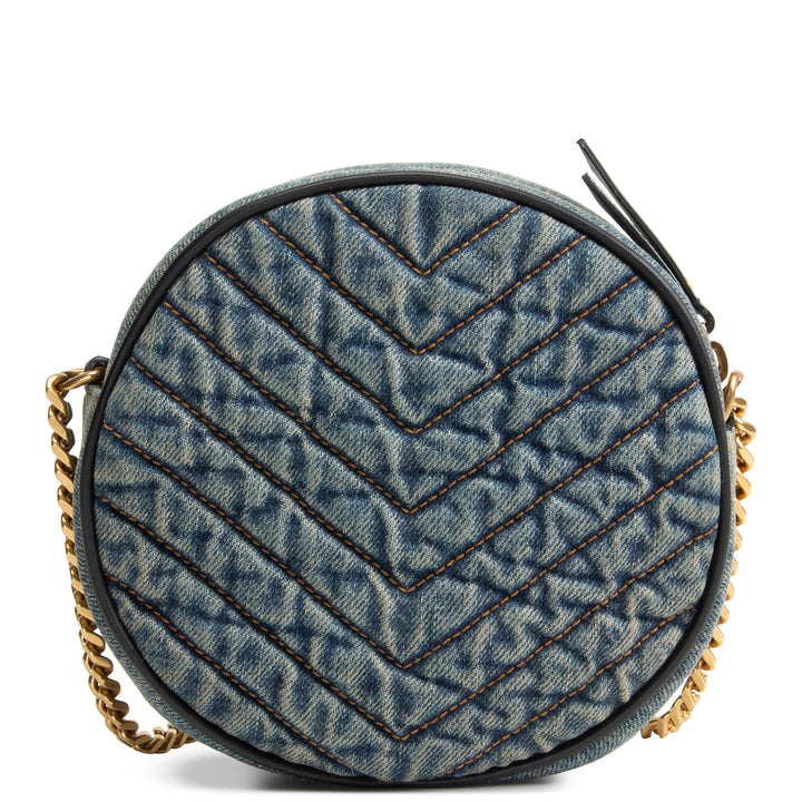 SAINT LAURENT Vinyle Round Crossbody - Quilted Denim