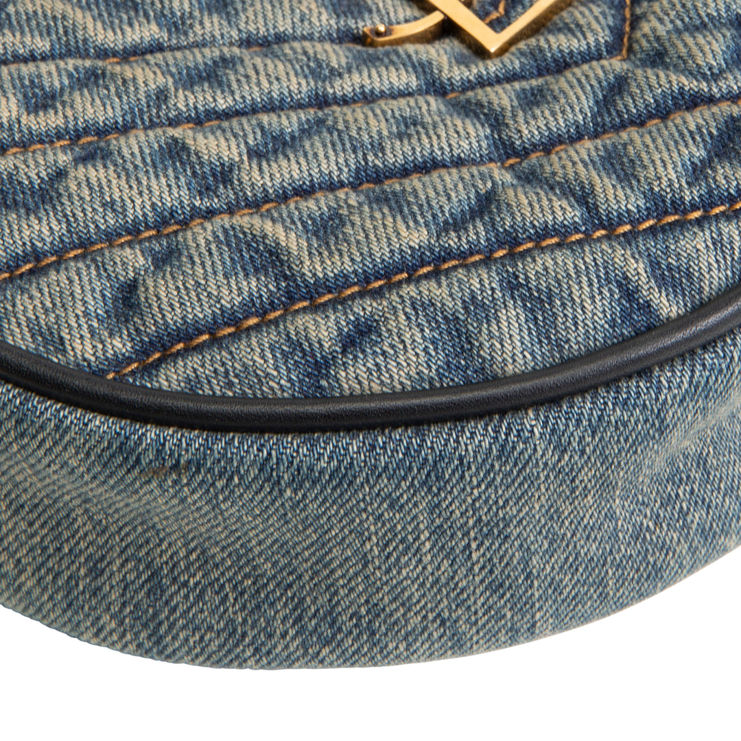 SAINT LAURENT Vinyle Round Crossbody - Quilted Denim