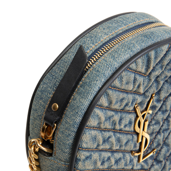 SAINT LAURENT Vinyle Round Crossbody - Quilted Denim